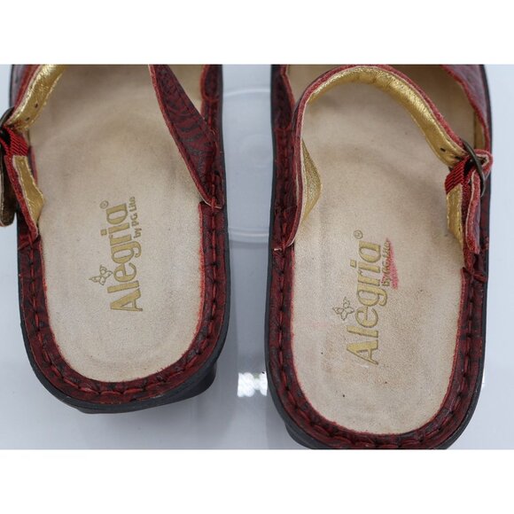 Alegria Women Tuscany Mule Clog Size 40 10 Wide Maroon Red Slip On Shoe Leather - Picture 7 of 11